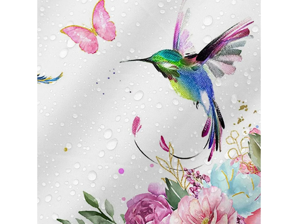 Rideau de douche 180 x 180 cm avec motif floral aquarelle et colibri pour salle de bain – Rideau de douche en polyester avec crochets – Rose