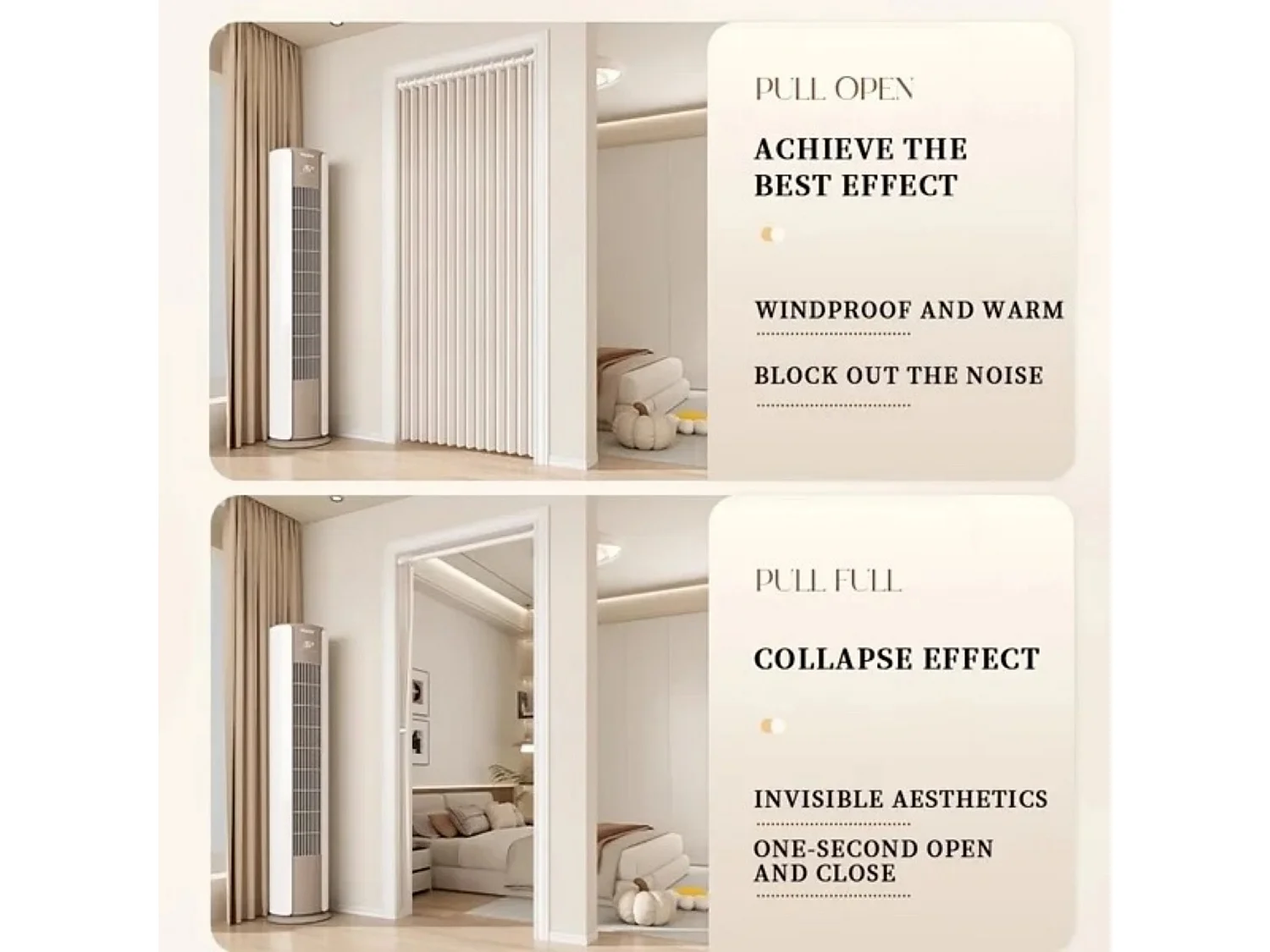 Rideau de porte pliant occultant 100W*200H, rideau de douche, adapté à l'armoire, rideau de porte pliant plissé, cloison de pièce intérieure