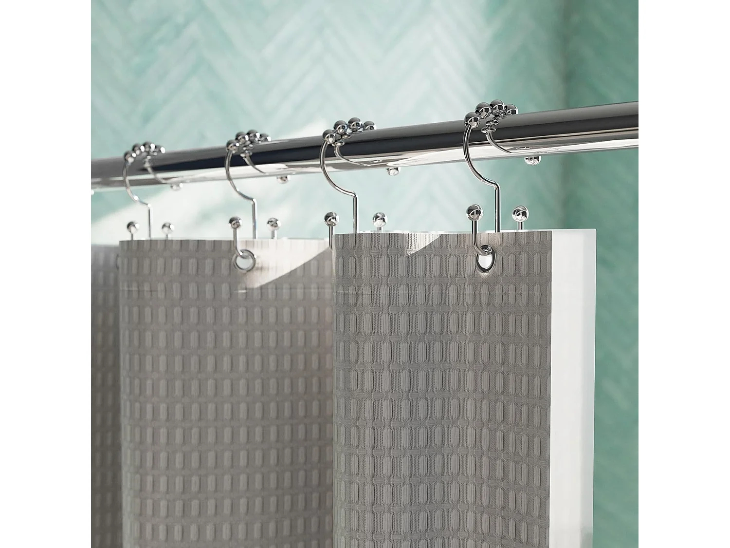 12 Anneaux de Rideau de Douche Chromés, Haute Qualité, Design Double Face, Résistants à la Rouille