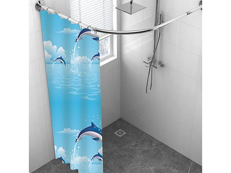 Rideau de séparation de salle de bain sans perforation, rideau de séparation sec et humide, 150*180cm, avec crochets