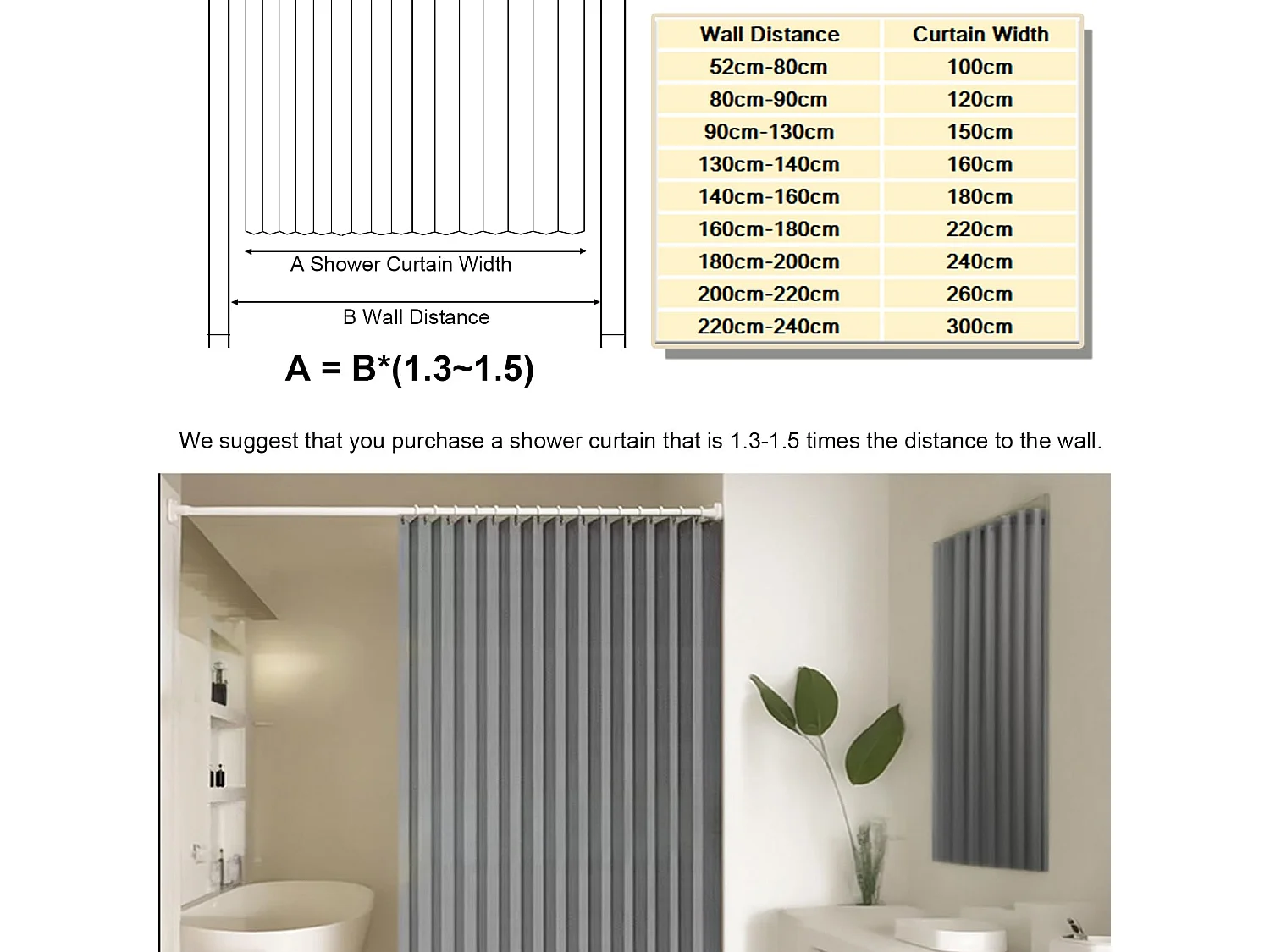 Rideau de douche pliable en lin 150 x 200 cm, magnétique et étanche, avec crochets métalliques, idéal pour les hôtels et les baignoires, bleu