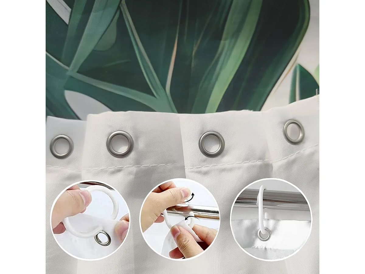 Rideau de Douche, Abstrait Plante Rideau de Douche Aquarelle,Rideau de Douche Imperméable,Rideau de Douche de Salle de  et Crochets,180x200cm