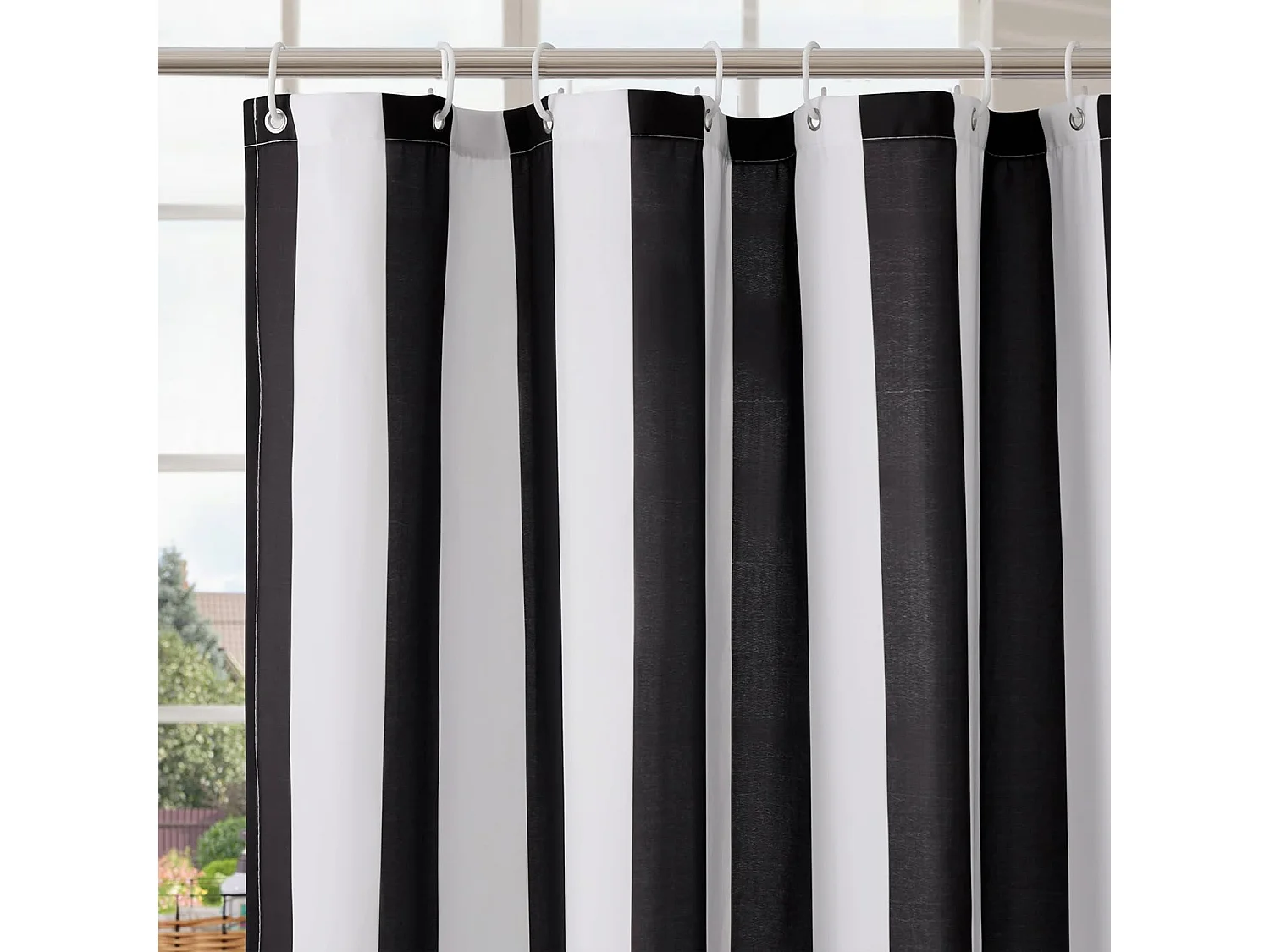 Rideau de Douche Rayé Imperméable 180x210 cm - Anti-Moisissures avec 12 Crochets - Séparation Sèche/Humide -  pour Décoration Salle de Bain Moderne