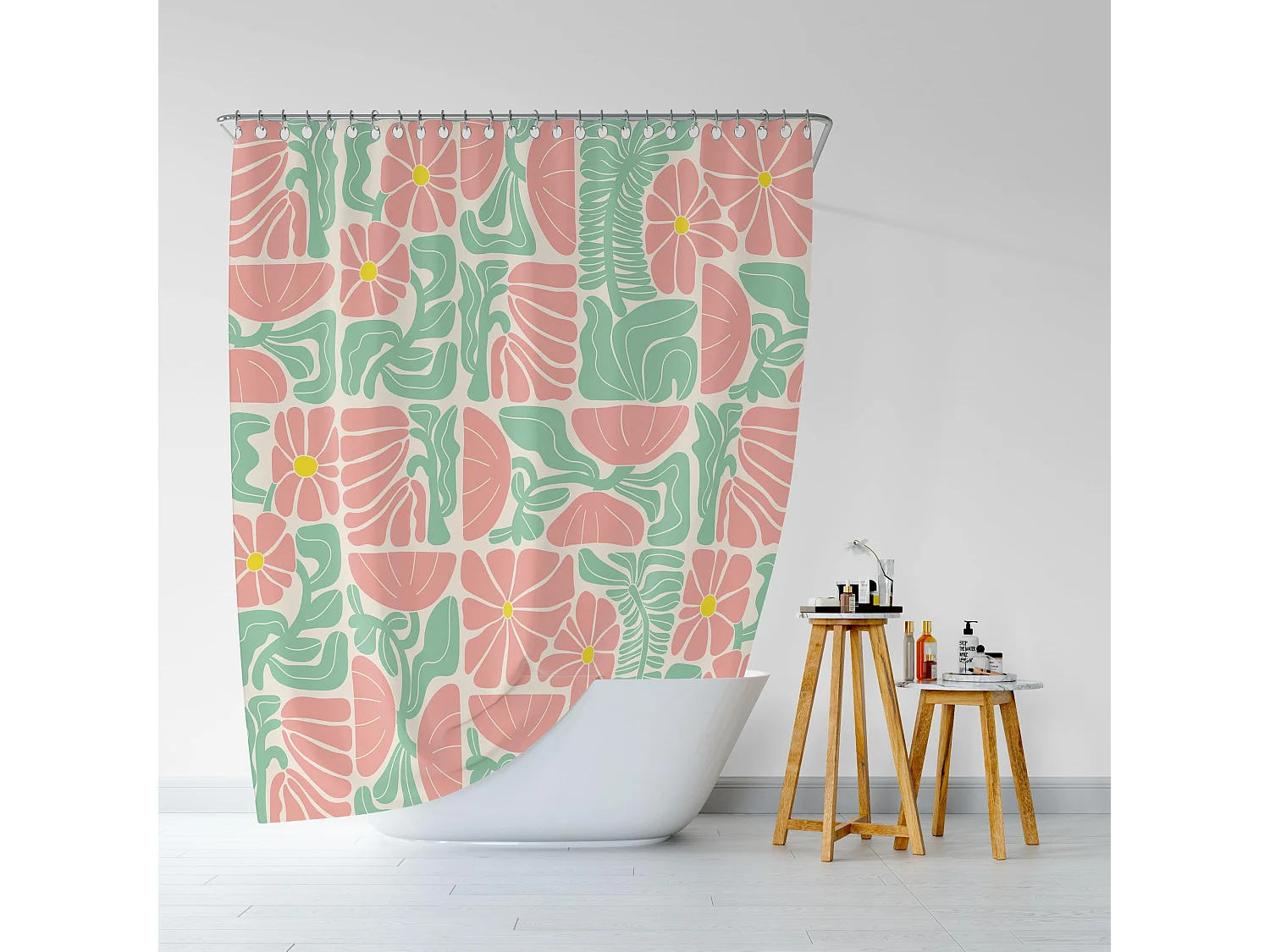 Rideau de douche imperméable en polyester 180 x 180 cm avec 12 crochets, motif géométrique abstrait moderne du milieu du siècle (Style E)