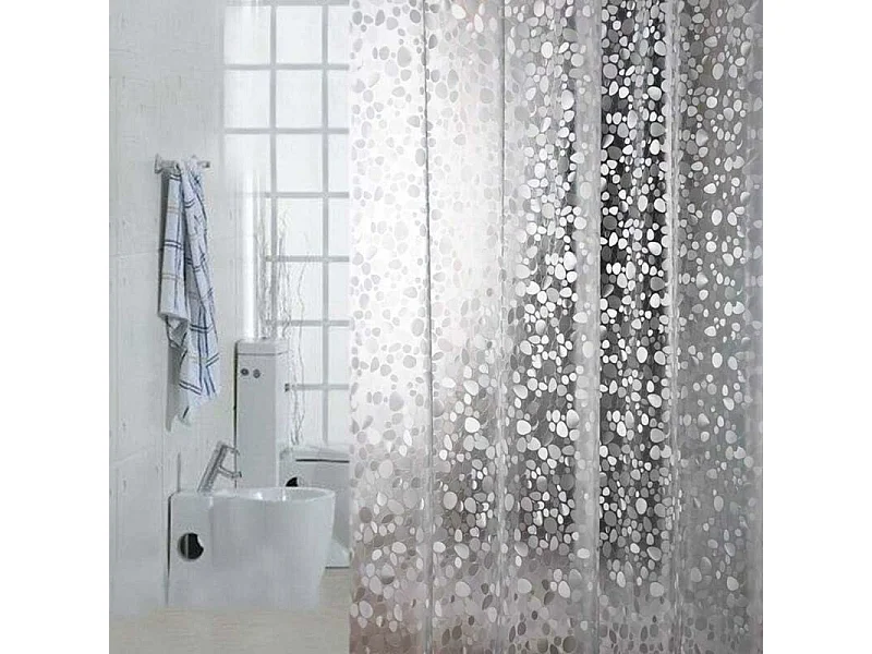 Rideau de Salle de Bain Rideau de Douche Baignoire  Imperméable, Anti-moisissure, Antibactérien, Blanc Semi-Transparent-180x200 cm