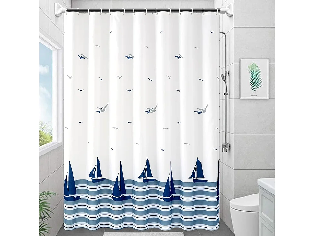 180x200 Rideau de Douche Anti Moisissure, Imperméable Lavable, Océan Rideaux Douche Tissu Polyester pour Baignoire Cabine de Douche, pour Salle de bai