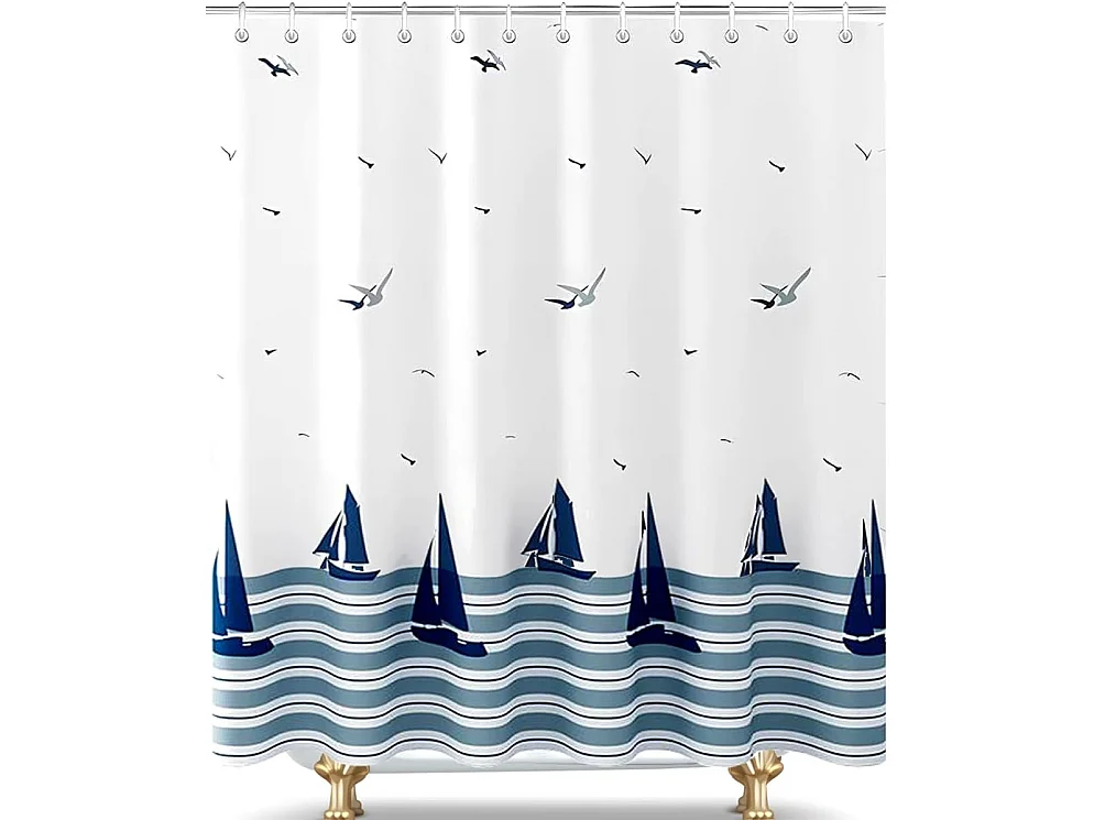 180x200 Rideau de Douche Anti Moisissure, Imperméable Lavable, Océan Rideaux Douche Tissu Polyester pour Baignoire Cabine de Douche, pour Salle de bai