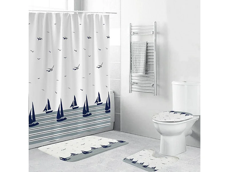 180x200 Rideau de Douche Anti Moisissure, Imperméable Lavable, Océan Rideaux Douche Tissu Polyester pour Baignoire Cabine de Douche, pour Salle de bai