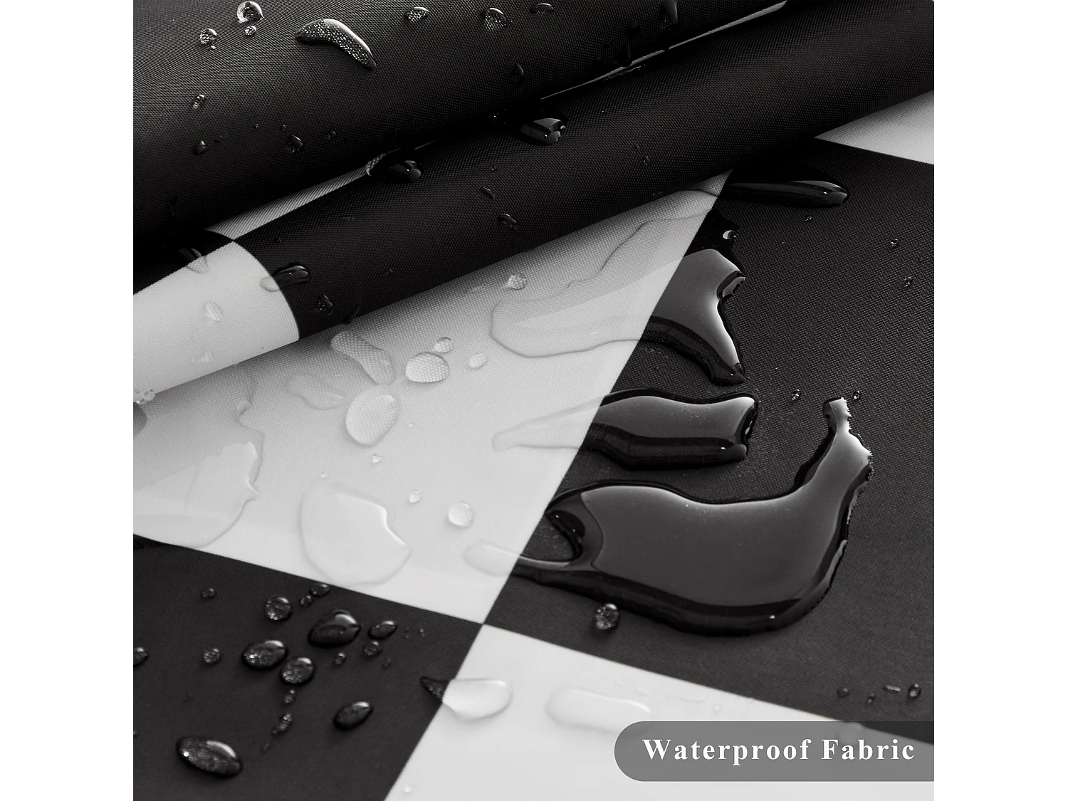 Rideau de douche lavable en machine à carreaux pour salle de bain, joli rideau de douche rétro en damier, 180 x 180 cm, noir
