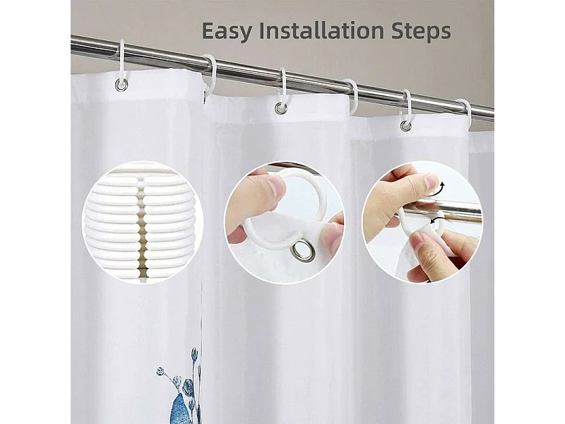 Rideau de Douche Anti Moisissure 180x200 cm,Rideau de Douche Tissu Lavable en Machine avec (180x200cm,)