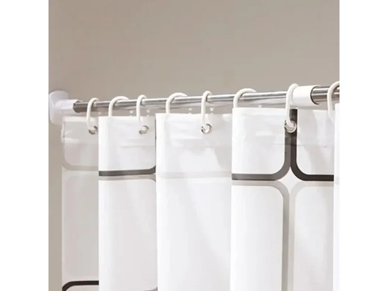 Rideau de douche imperméable en tissu PEVA, doublure de 180x180cm, grand rideau de douche carré avec 12 crochets