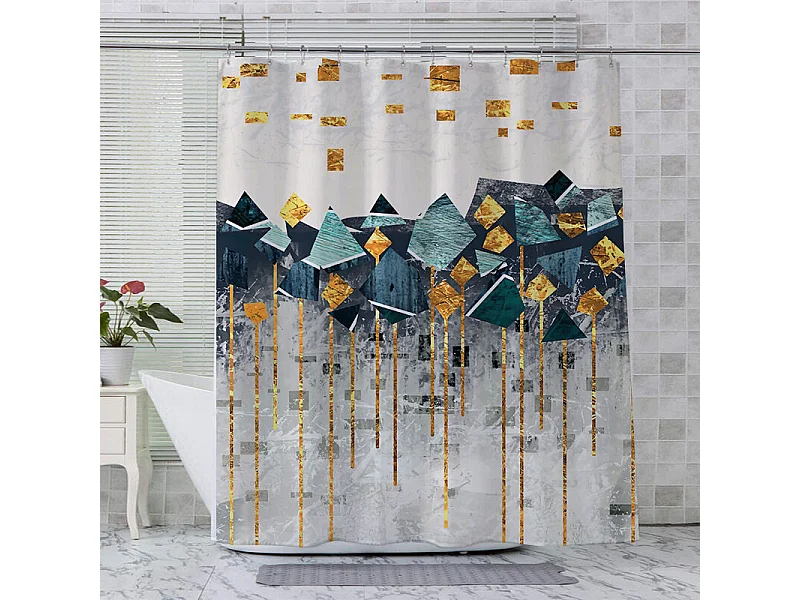 Rideau de Douche Anti Moisissure, Rideau de Bain Impermeable Lavable en Machine, avec 12 Crochets pour Salle de Bains,120x180cm