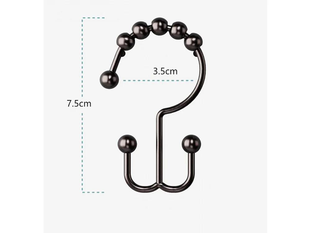 Lot de 12 Anneaux de Douche en Métal Noir, Double Glissement, Bronze Huilé, Pour Rideaux et Doublures