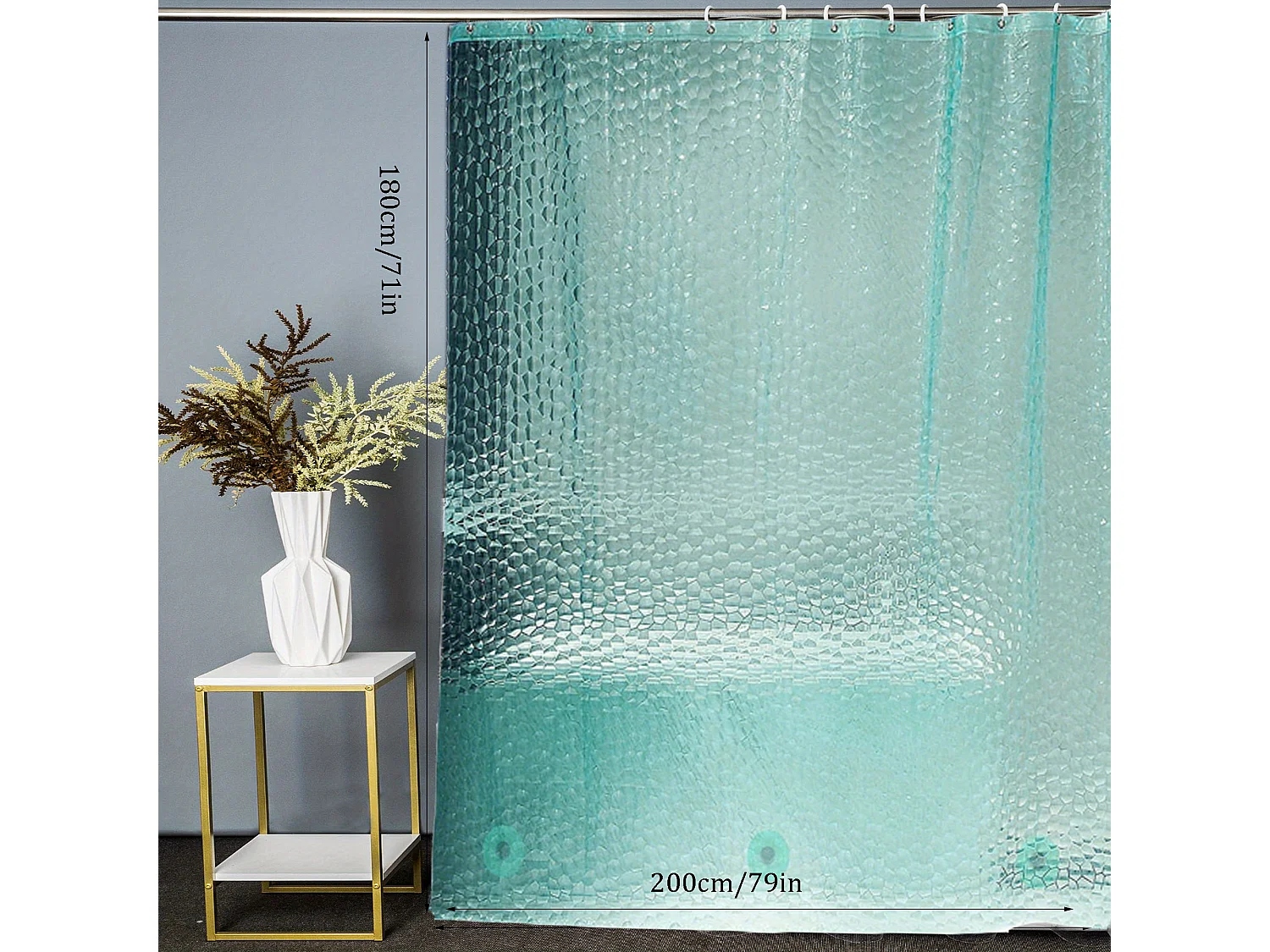 Rideau de douche épais en forme de cube d'eau 3D, adapté à la décoration de salle de bain et aux accessoires de salle de bain (1,8 x 1,8 M)