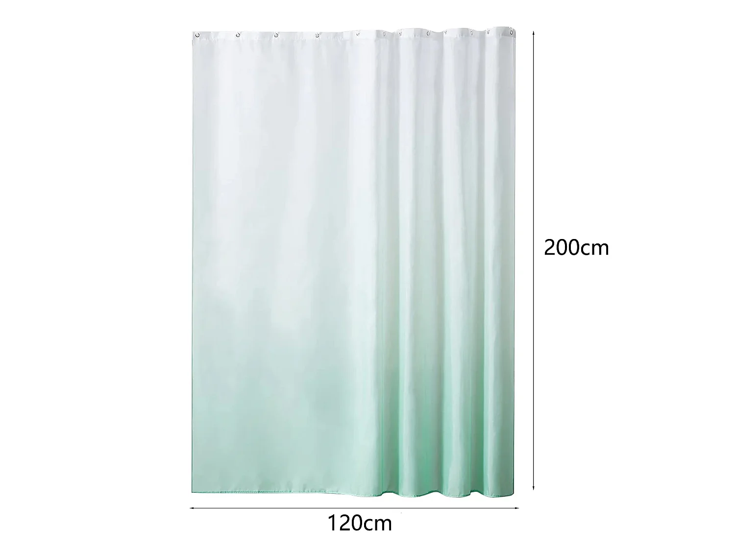 Rideau de douche dégradé anti-moisissure et imperméable, rideau de douche en polyester moderne et simple, vert clair, 120*200cm
