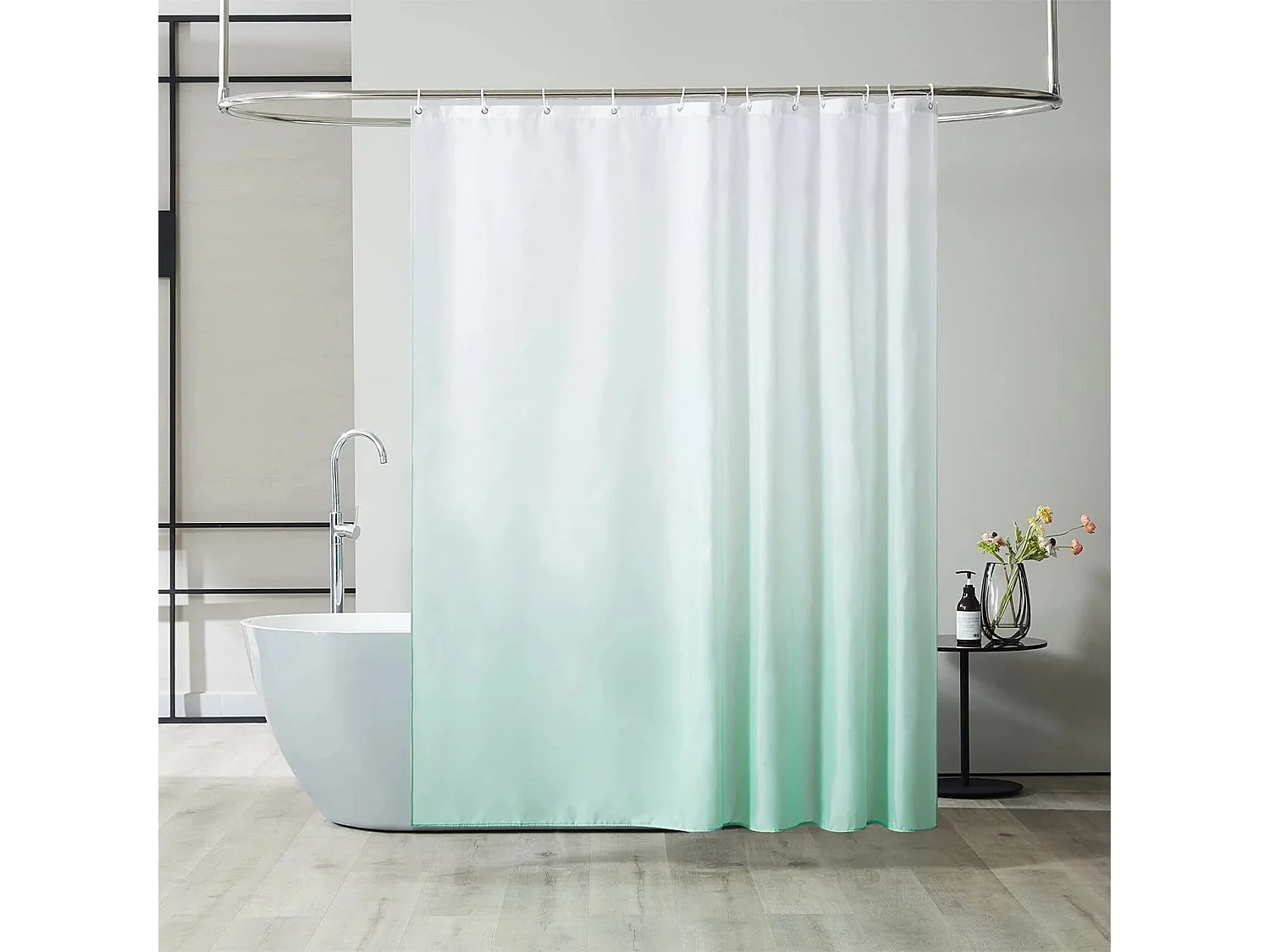 Rideau de douche dégradé anti-moisissure et imperméable, rideau de douche en polyester moderne et simple, vert clair, 120*200cm