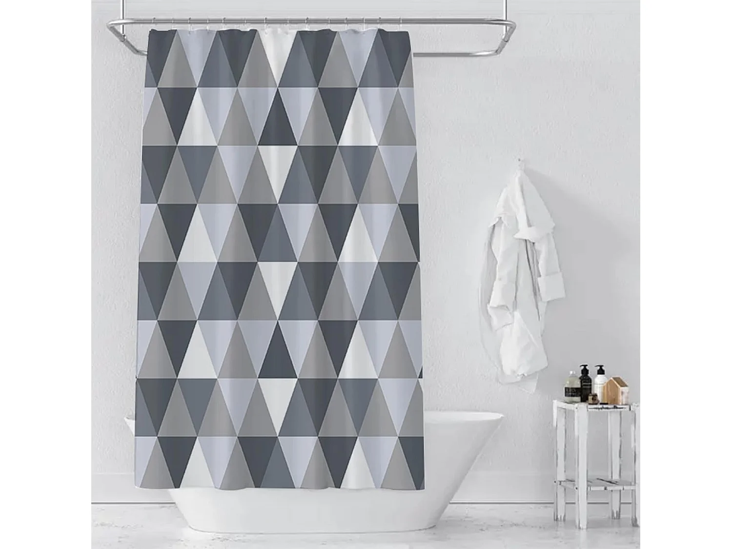 Rideau de Douche en Polyester 180 x 200 cm, imperméable et Rideau de Douche Anti moisissure, Lavable Ride