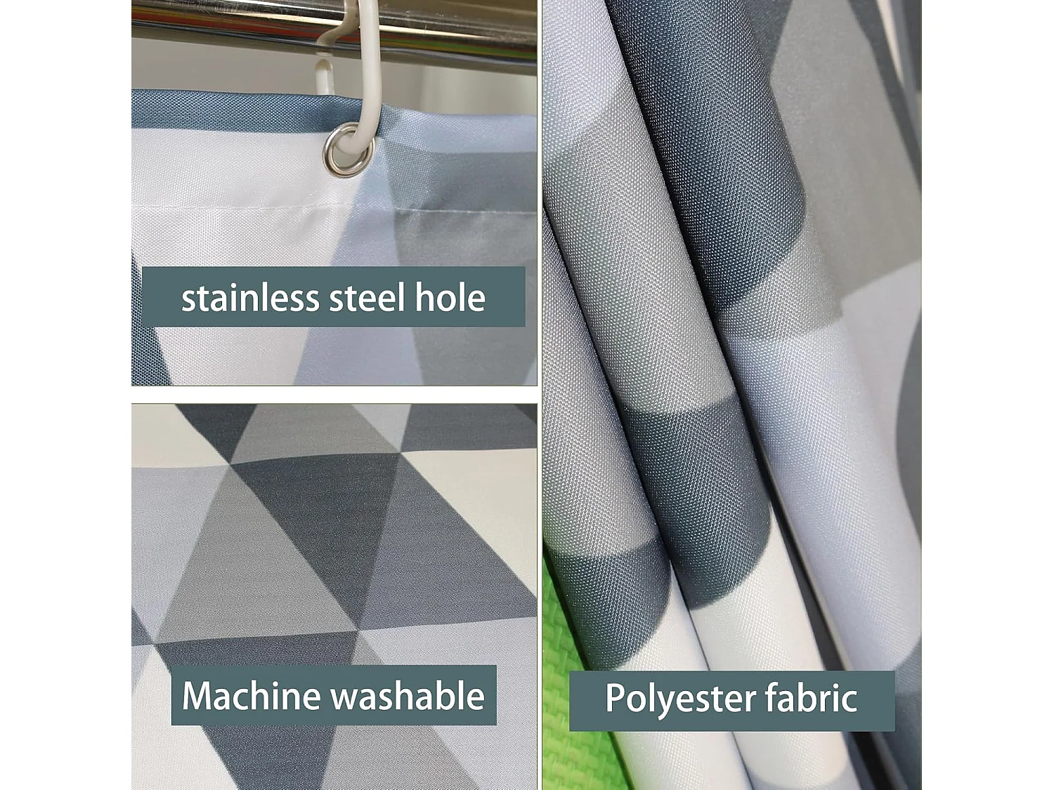 Rideau de Douche en Polyester 180 x 200 cm, imperméable et Rideau de Douche Anti moisissure, Lavable Ride