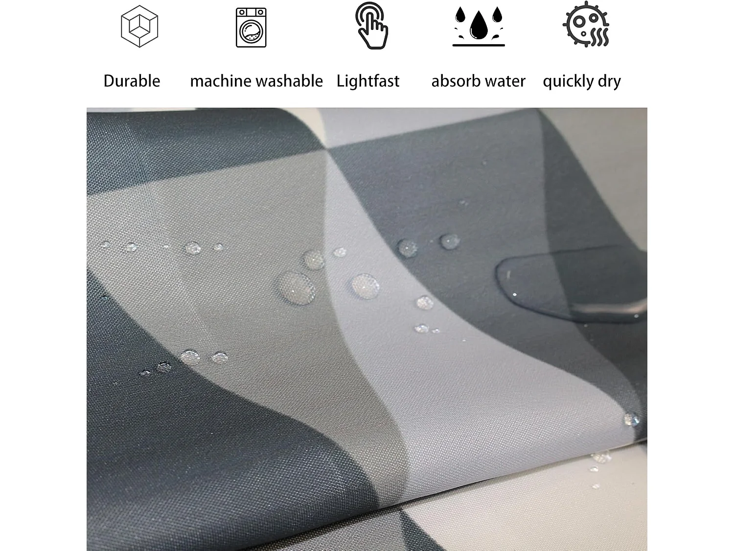 Rideau de Douche en Polyester 180 x 200 cm, imperméable et Rideau de Douche Anti moisissure, Lavable Ride