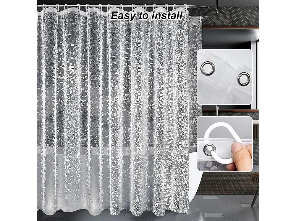 Rideau de douche, adapté aux salles de douche, rideau de douche transparent imperméable et anti-moisissure, 180 x 180 cm
