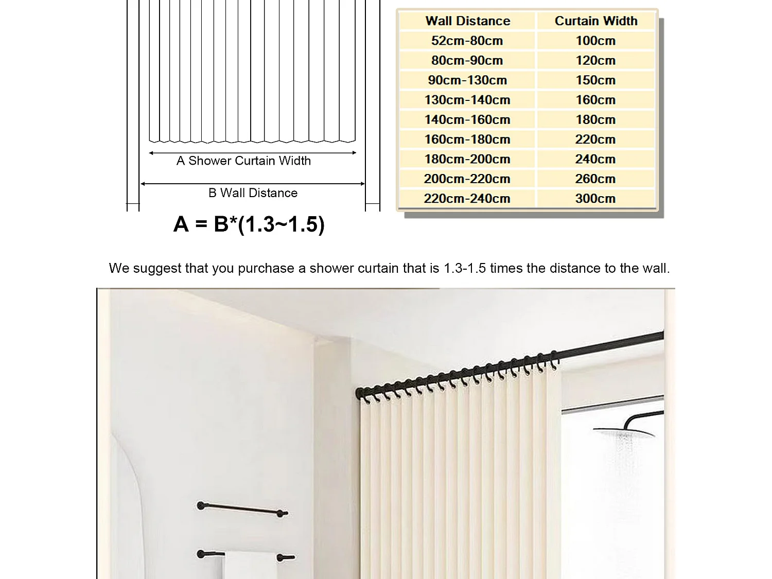 Rideau de douche magnétique en lin, pliable, imperméable, résistant à la moisissure, lavable, avec crochets métalliques, beige, 100 x 200 cm