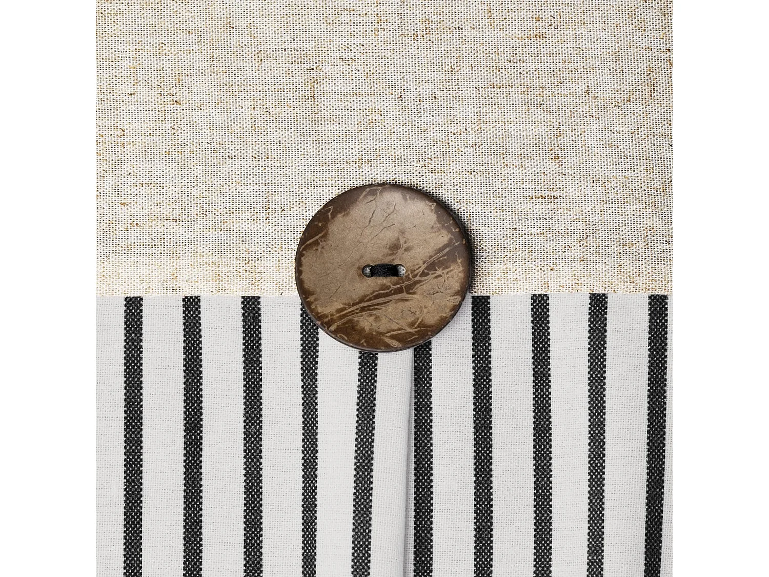 Rideau de douche pour salle de bain avec œillets, tissu en coton et lin tissé, rayures noires, style rustique (noir, 183 cm de long x 183 cm de large)