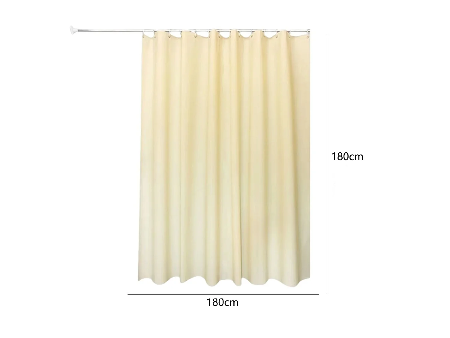 Rideau de douche uni, résistant à la moisissure et imperméable, rideau de douche moderne en PEVA, 180 x 180 cm, beige, avec crochets