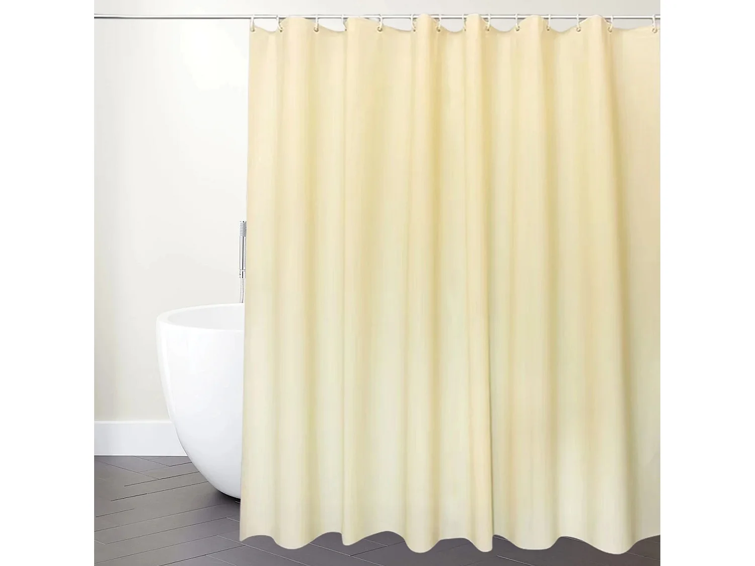 Rideau de douche uni, résistant à la moisissure et imperméable, rideau de douche moderne en PEVA, 180 x 180 cm, beige, avec crochets