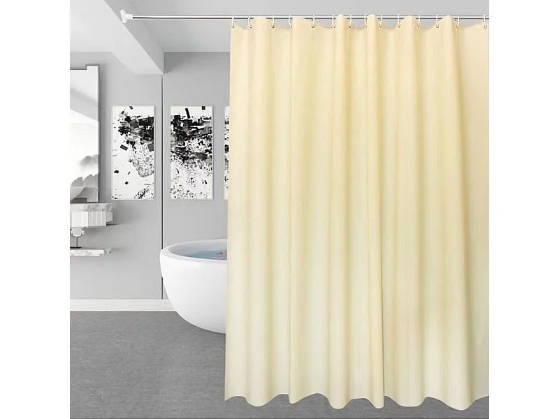 Rideau de douche uni, résistant à la moisissure et imperméable, rideau de douche moderne en PEVA, 180 x 180 cm, beige, avec crochets