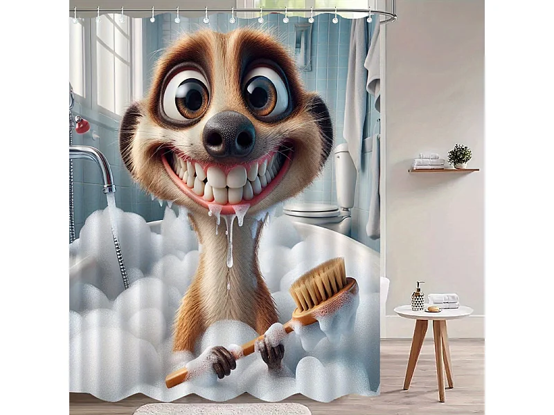 Rideau de douche animal de salle de bain, rideau de douche de séparation de décoration intérieure, 150*180cm, 12 crochets