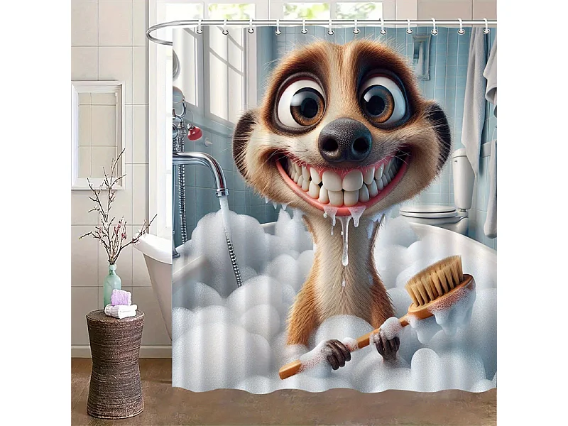 Rideau de douche animal de salle de bain, rideau de douche de séparation de décoration intérieure, 150*180cm, 12 crochets