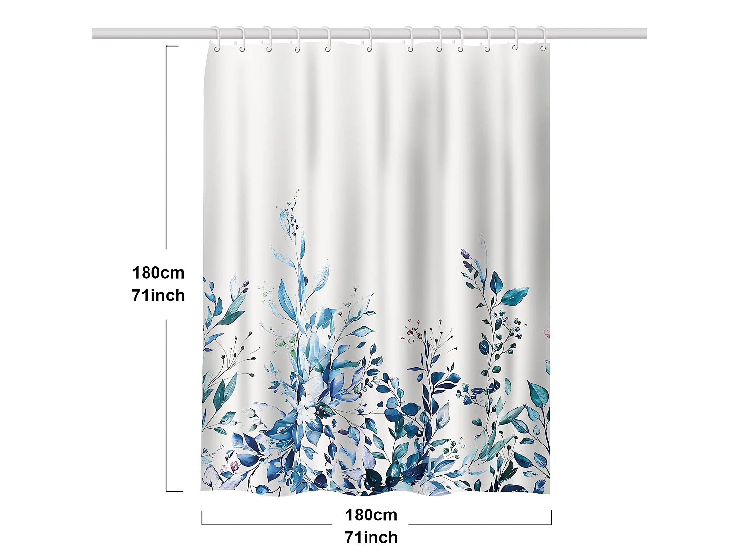 Rideau de Douche 100%  Polyester pour Baignoire et Salle de Bains, Lavables, Anti-moisissure et Antibactérien 180 x 180 cm