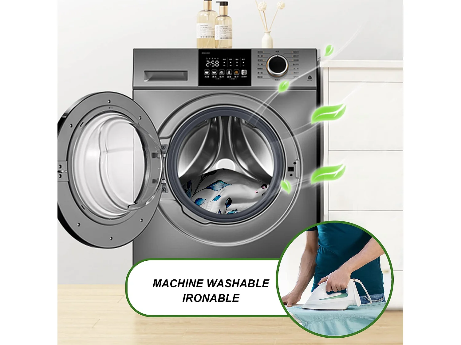 Rideau de Douche 100%  Polyester pour Baignoire et Salle de Bains, Lavables, Anti-moisissure et Antibactérien 180 x 180 cm