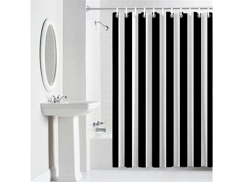 Rideau de douche à rayures noires et blanches, imperméable, anti-perforation, rideau de porte de cuisine, adapté à la salle de bain, 180*180cm