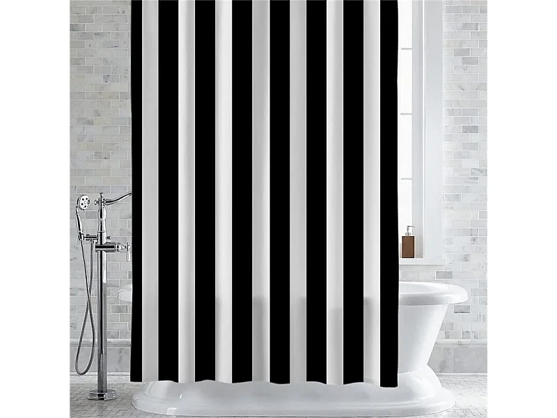 Rideau de douche à rayures noires et blanches, imperméable, anti-perforation, rideau de porte de cuisine, adapté à la salle de bain, 180*180cm