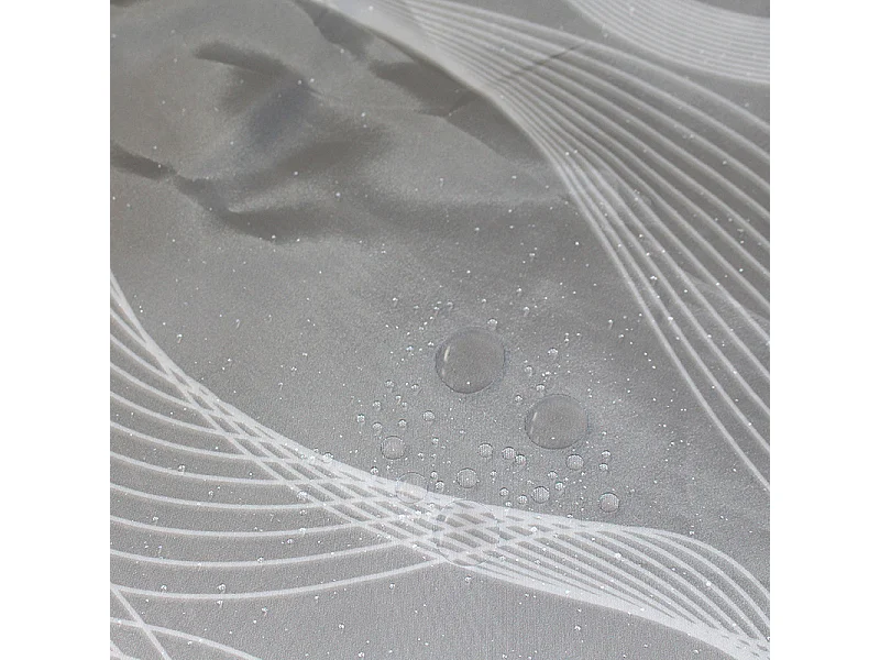 Rideau de douche gris 180x180 cm, rideau de bain en tissu polyester lavable et imperméable avec 12 anneaux