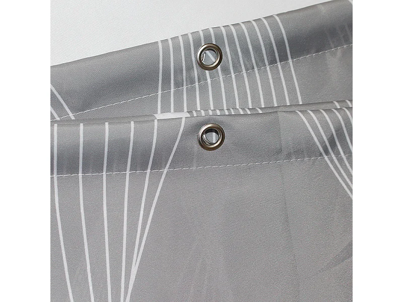 Rideau de douche gris 180x180 cm, rideau de bain en tissu polyester lavable et imperméable avec 12 anneaux