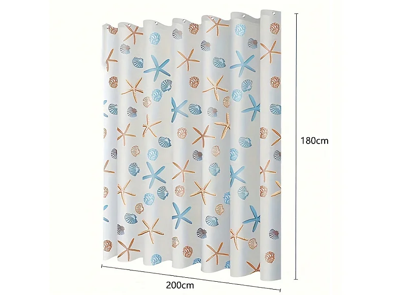 Rideau de séparation de salle de bain anti-perforation, rideau de douche de salle de bain imperméable et anti-moisissure, 180*200 cm, avec crochets