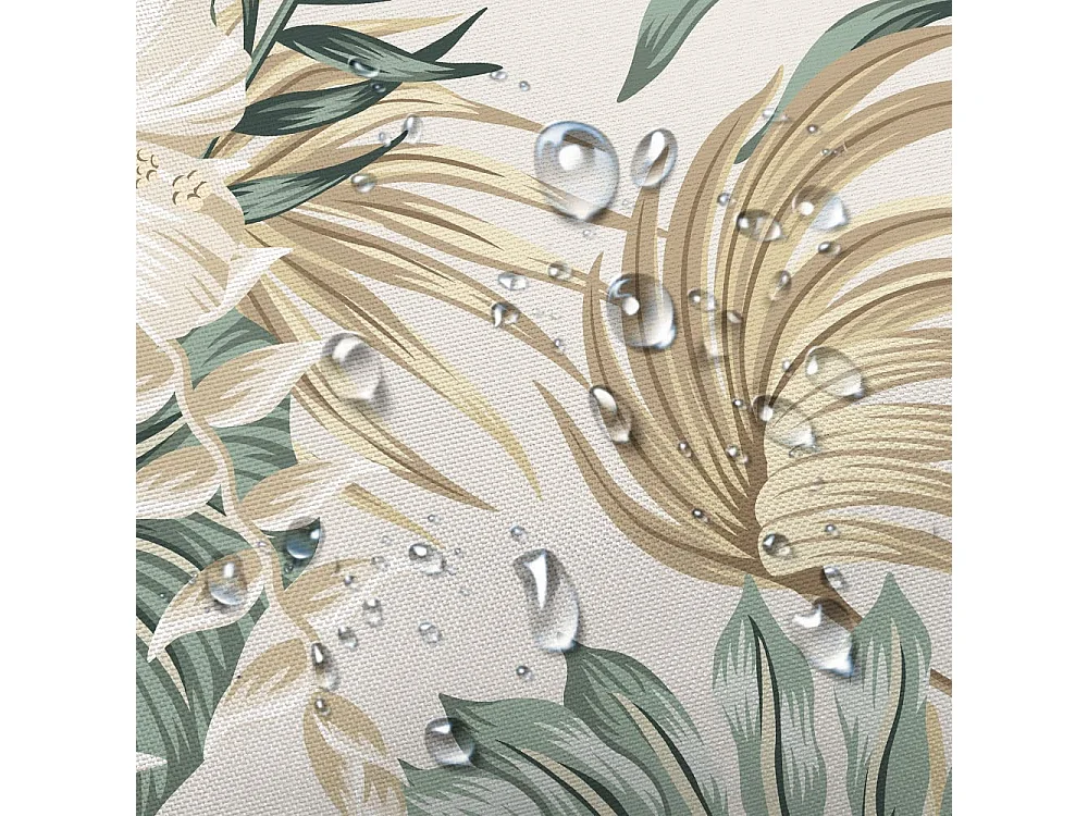 Rideau de douche à motif floral, ensemble de rideaux de douche en tissu beige vert sauge, accessoires de salle de bain avec crochets (180 x 180 cm)