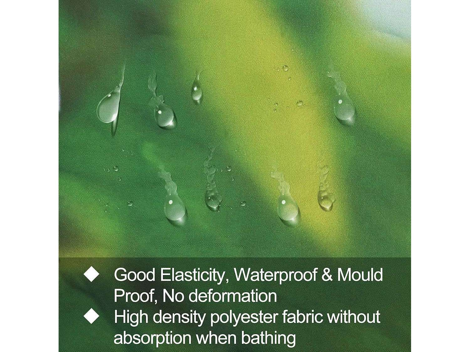 Rideau De Douche Imperméable Anti Moisissure en Tissu Polyester  avec 12 Crochets pour Salle de Bains 180x180cm (Bambou Vert)