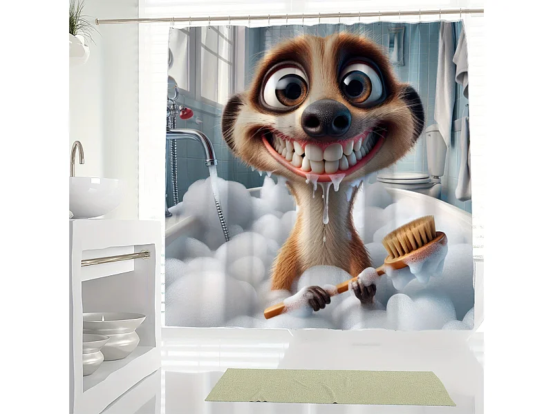 Rideau de douche ludique pour salle de bain, rideau décoratif à motifs animaux, 120 x 180 cm, 12 crochets