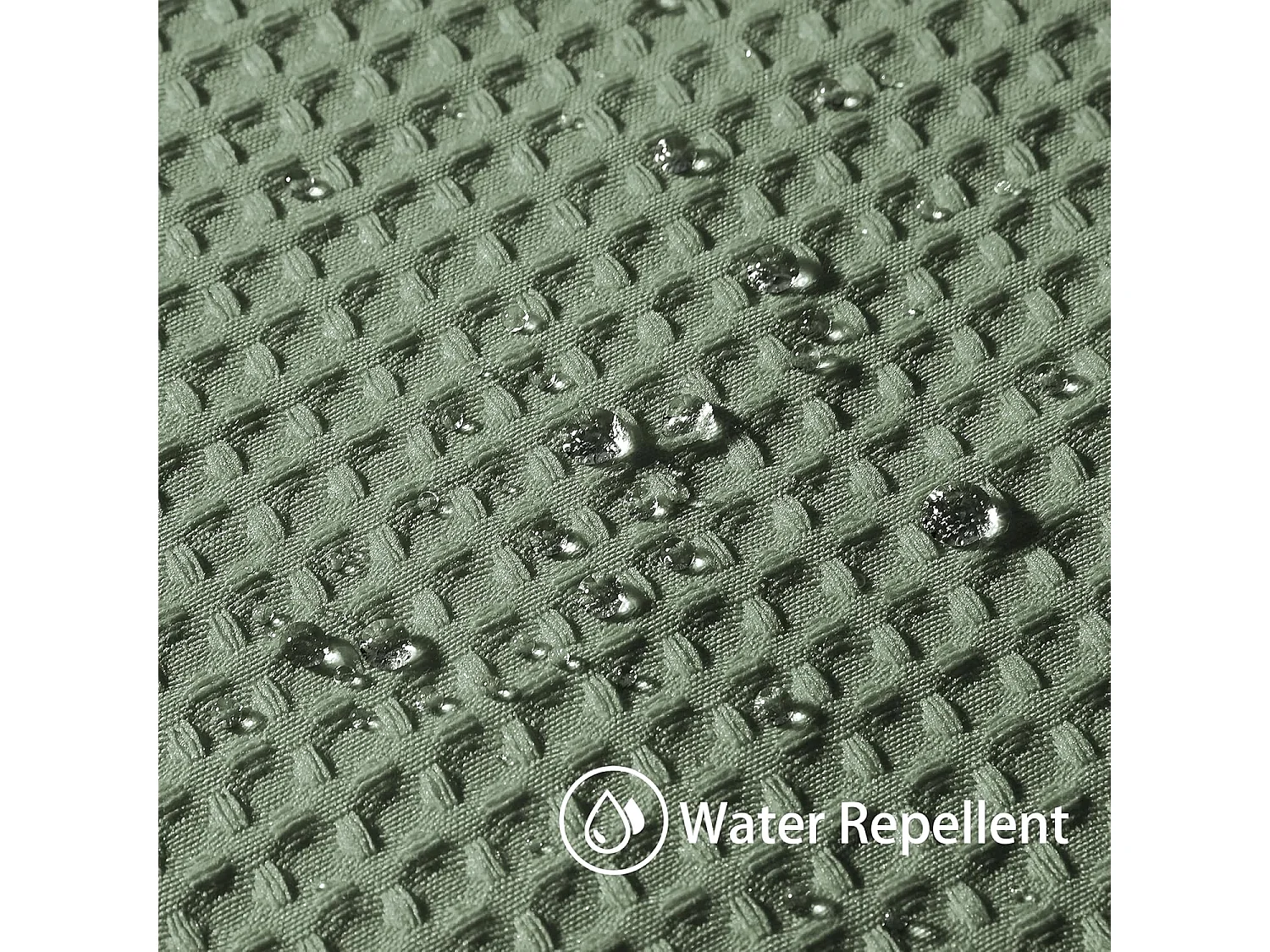 Rideau de douche gaufré avec anneaux métalliques, tissu polyester imperméable et résistant à la moisissure – 182 x 182 cm (vert)