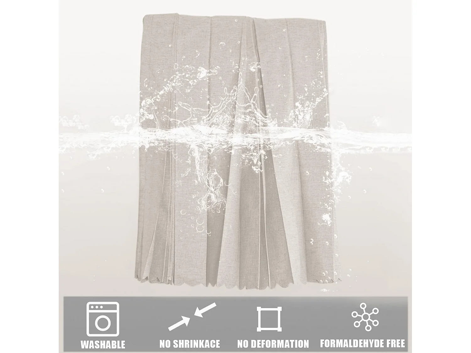 Rideau de douche magnétique en lin anti-moisissure, rideau de douche pliable, avec crochets, fermeture rapide, sans perforation, 180*200CM, beige