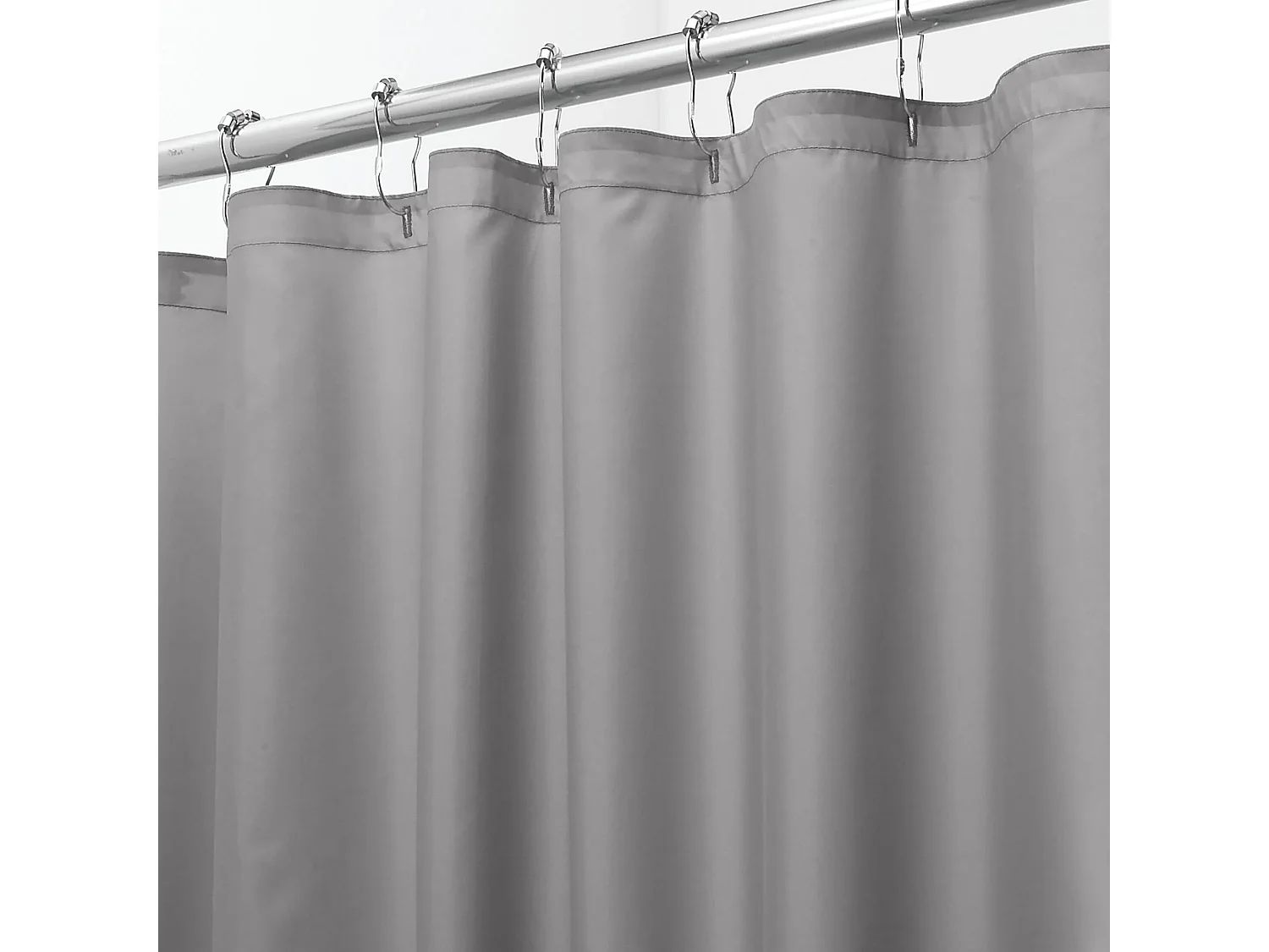 Rideau de douche uni avec œillets métalliques, rideau de douche simple et résistant à la moisissure, 180 x 180 cm, gris, avec crochets