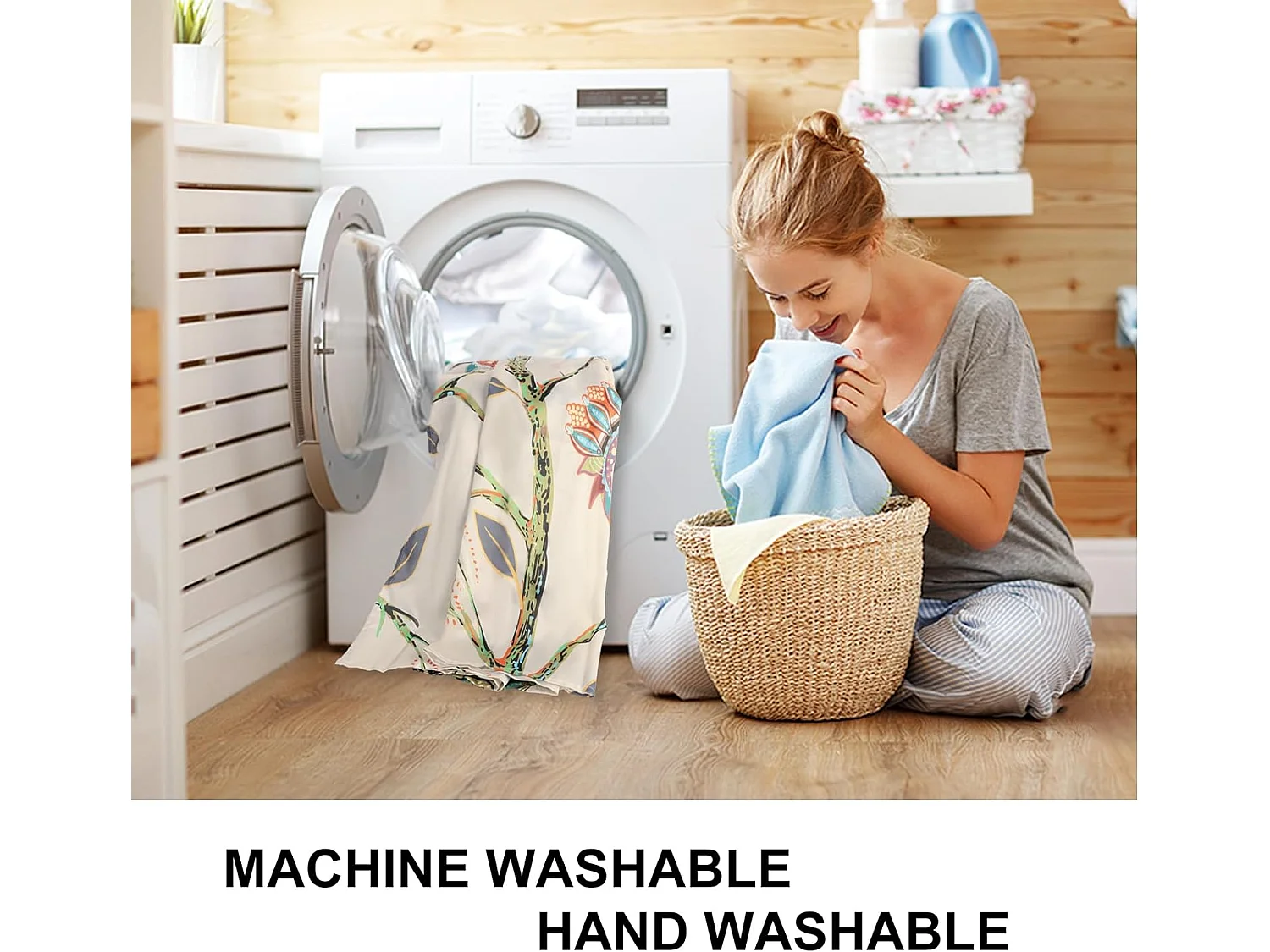 Rideau de douche résistant à la moisissure pour pièce humide, 100 % polyester, imperméable, avec 12 crochets, 180 x 180 cm (oiseau à fleurs blanches)