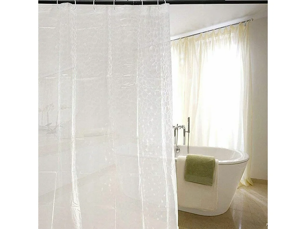 Rideau de douche anti-moisissure, séparation de salle de douche, humide et sec, EVA, anneau de rideau de douche - 80 x 180 cm (cube d'eau 3D)