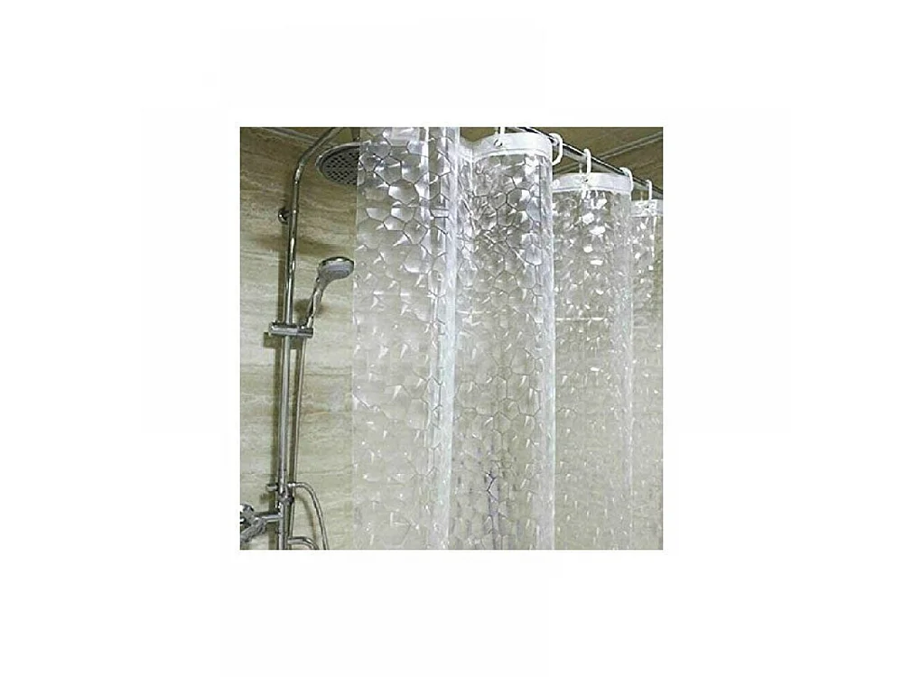 Rideau de douche anti-moisissure, séparation de salle de douche, humide et sec, EVA, anneau de rideau de douche - 80 x 180 cm (cube d'eau 3D)