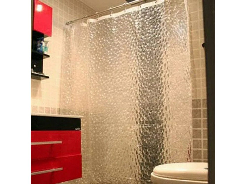 Rideau de douche anti-moisissure, séparation de salle de douche, humide et sec, EVA, anneau de rideau de douche - 80 x 180 cm (cube d'eau 3D)