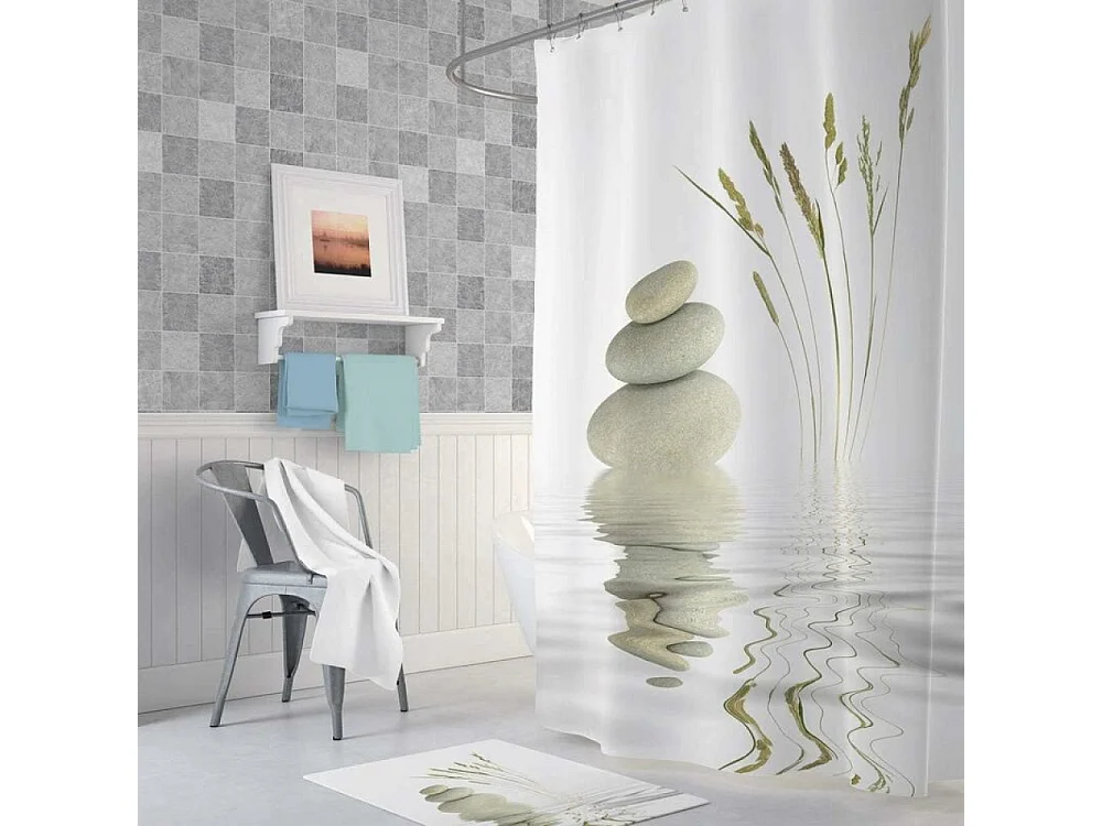 Rideau de Douche90x180 cm Impression numérique Design Moderne Tissu Polyester imperméable Lavable résistant à la moisissure avec Crochets Inclus