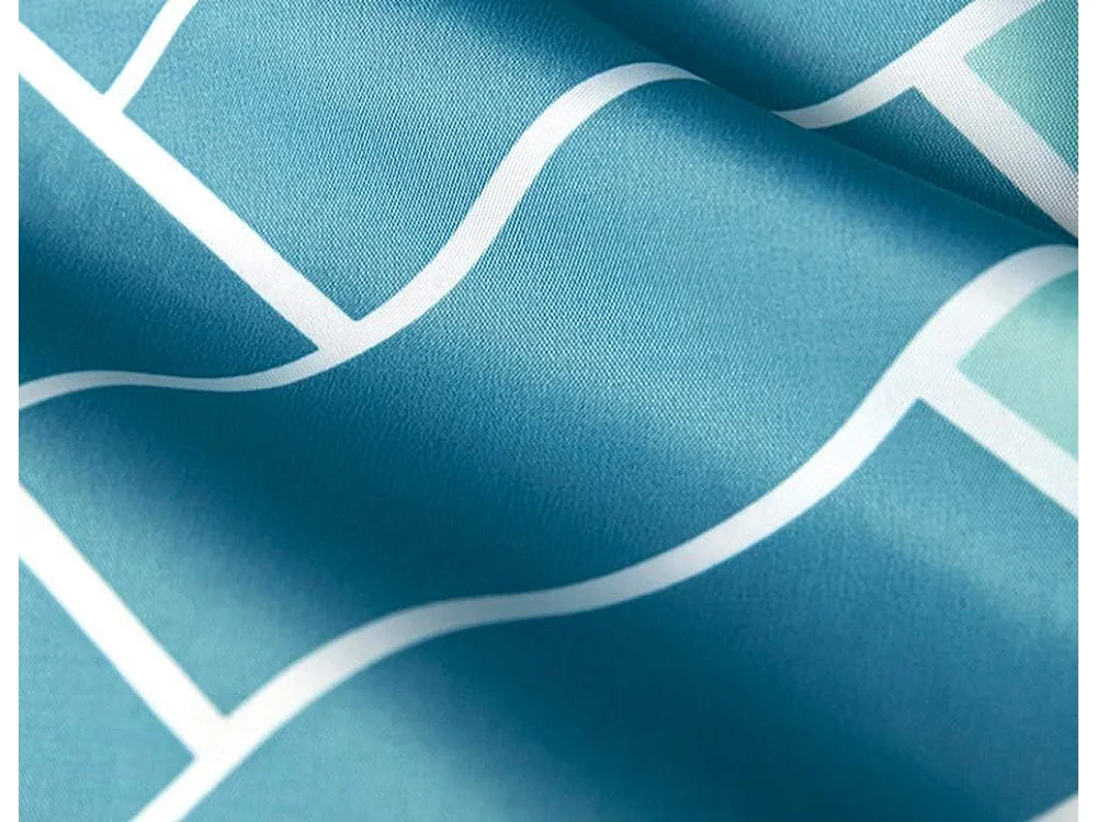 Bleu Rideau de Douche, Tissu Polyester Imperméable Anti Moisissure, avec 12 Anneaux de Rideaux Crochets, Rayures Géométriques  W 200xH 200 cm